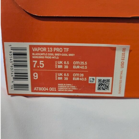 NWB Nike Mercurial Vapor 13 Pro Turf Men’s 7.5 US Women's 9 US Soccer Football - Picture 7 of 7